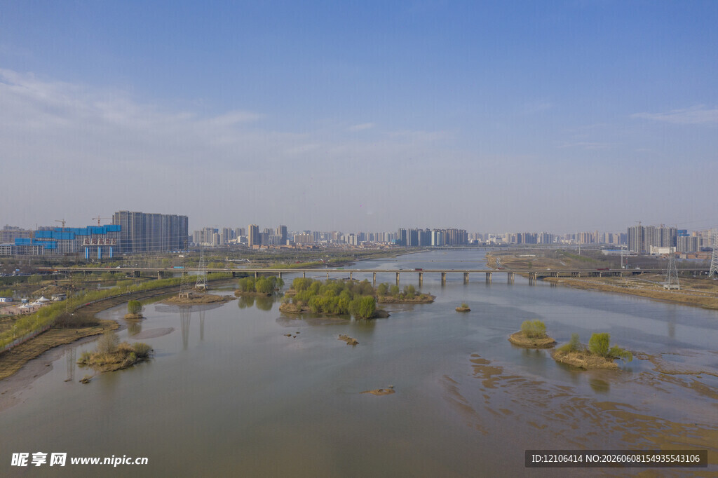 城市湿地景观鸟瞰