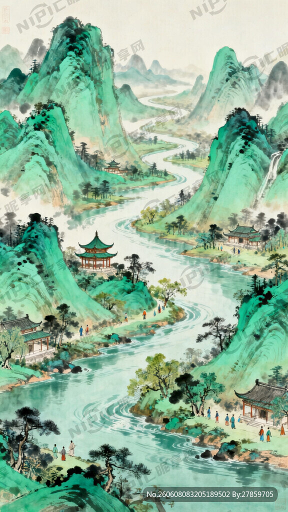 千里江山图竖版