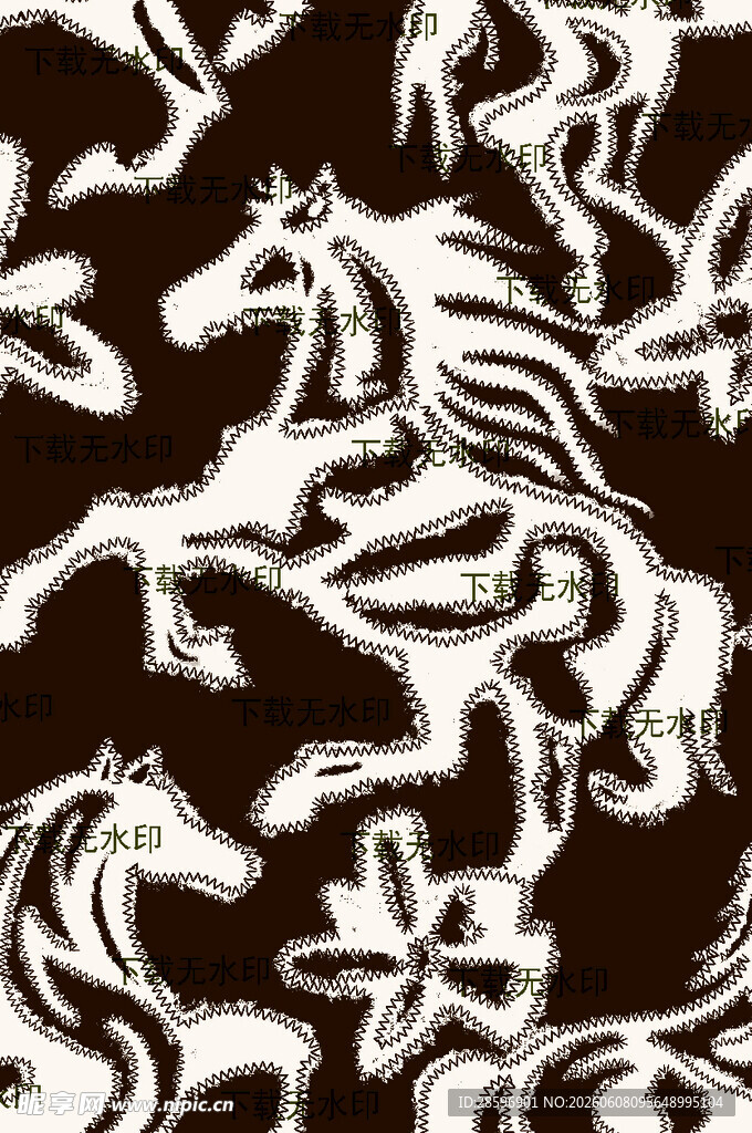 黑白骏马花纹图案设计
