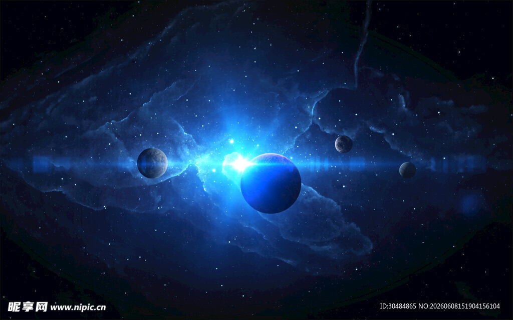 神秘蓝色星球科幻背景图
