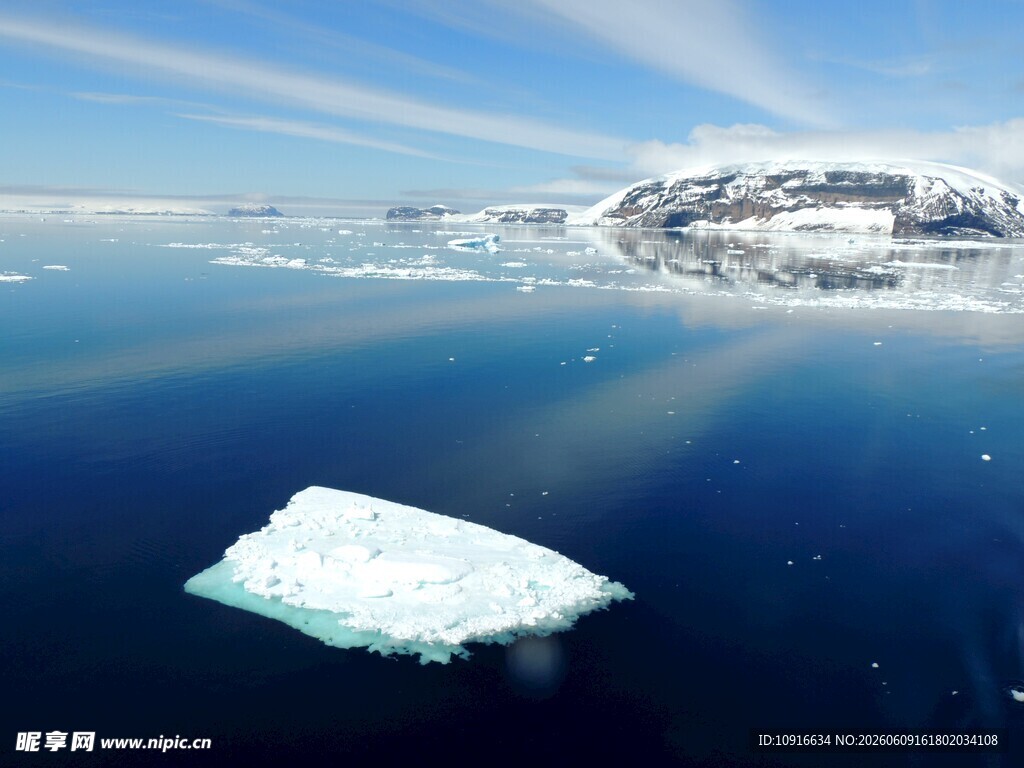 北极海域漂浮的孤独冰山