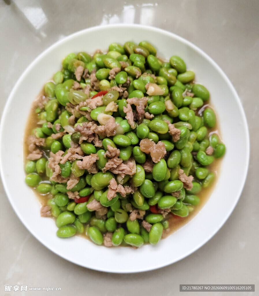 肉末炒毛豆
