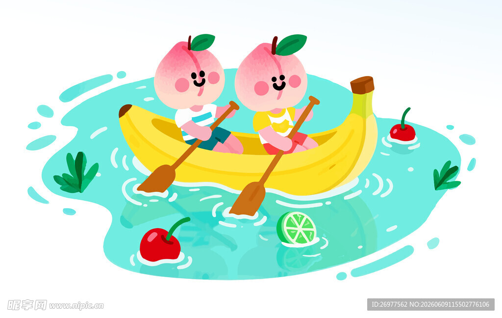 桃子乘船游湖欢乐场景