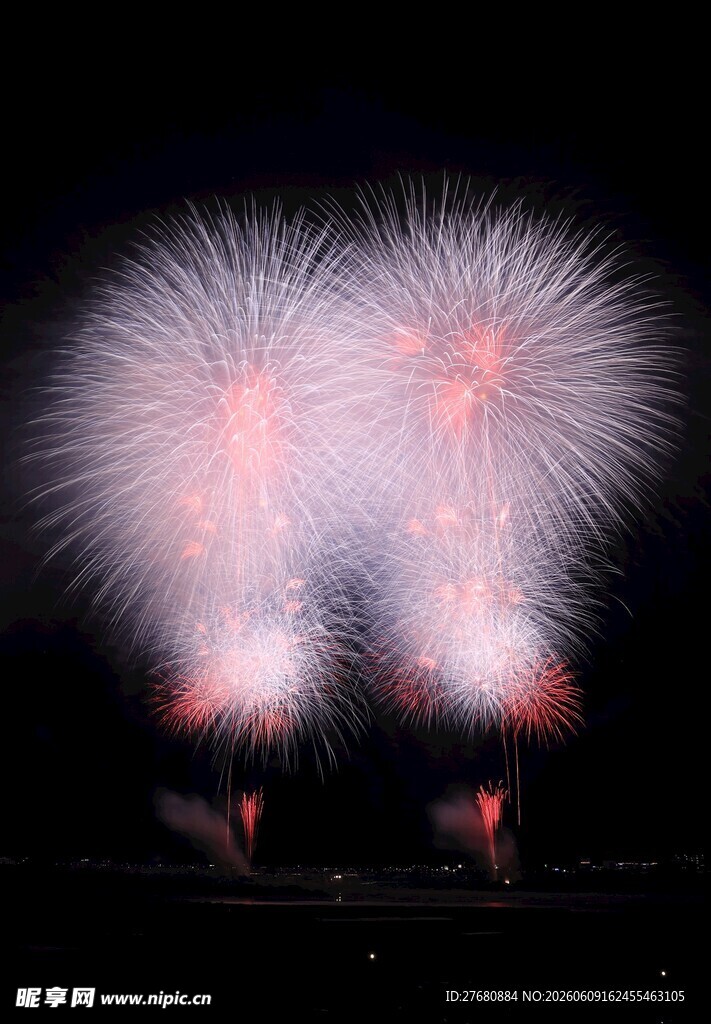 夜空中绚烂绽放的烟花