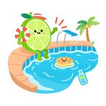 青柠在泳池享受夏日时光