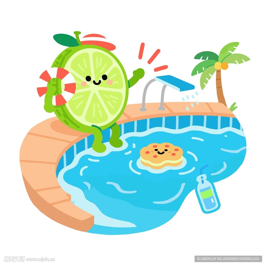 青柠在泳池享受夏日时光