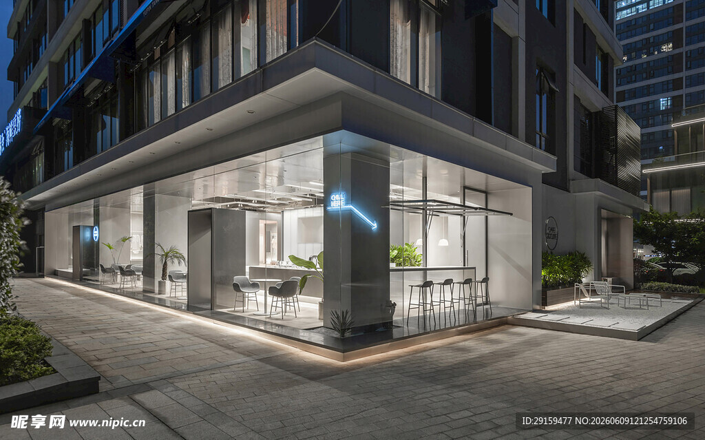 现代都市玻璃幕墙商业建筑