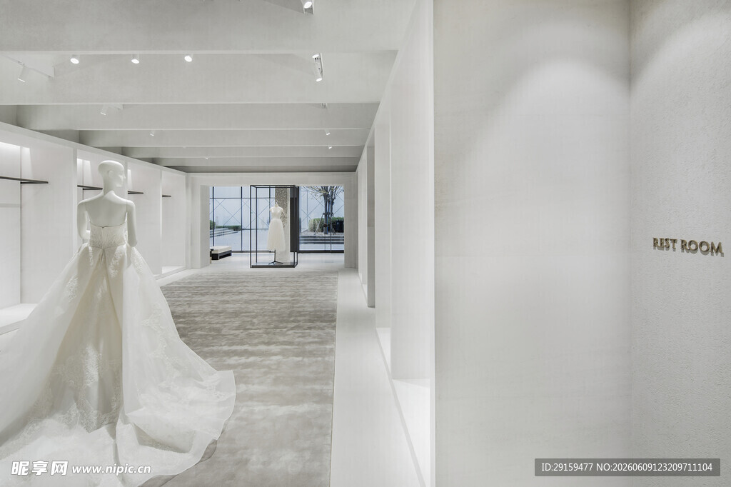 简约优雅的婚纱店室内场景
