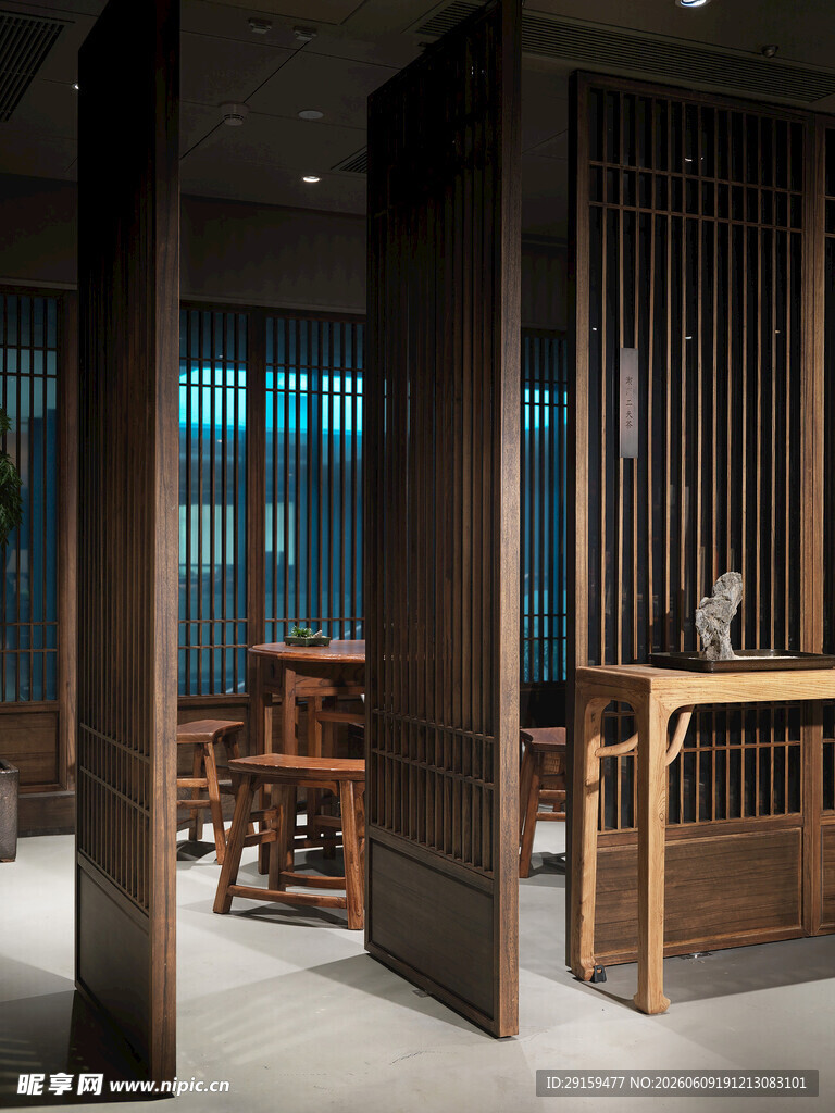 中式雅致茶室室内场景