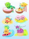 可爱卡通小动物水上玩乐
