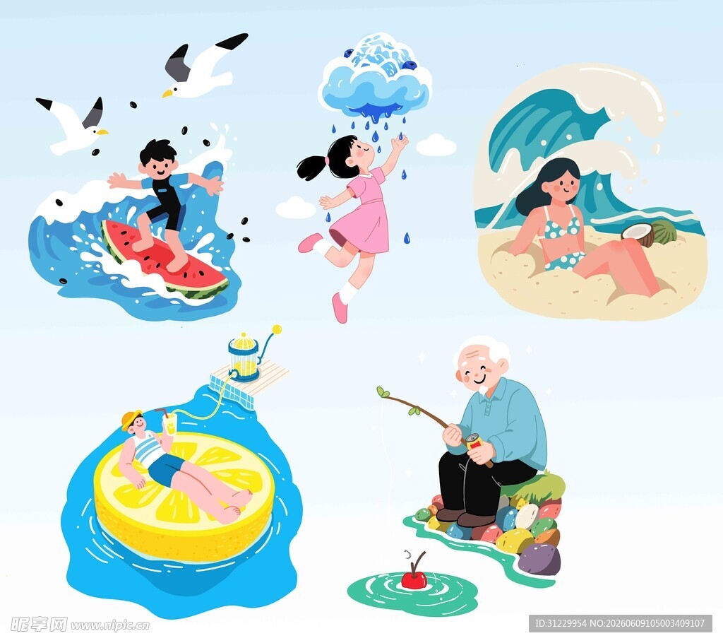 夏日多样休闲活动场景