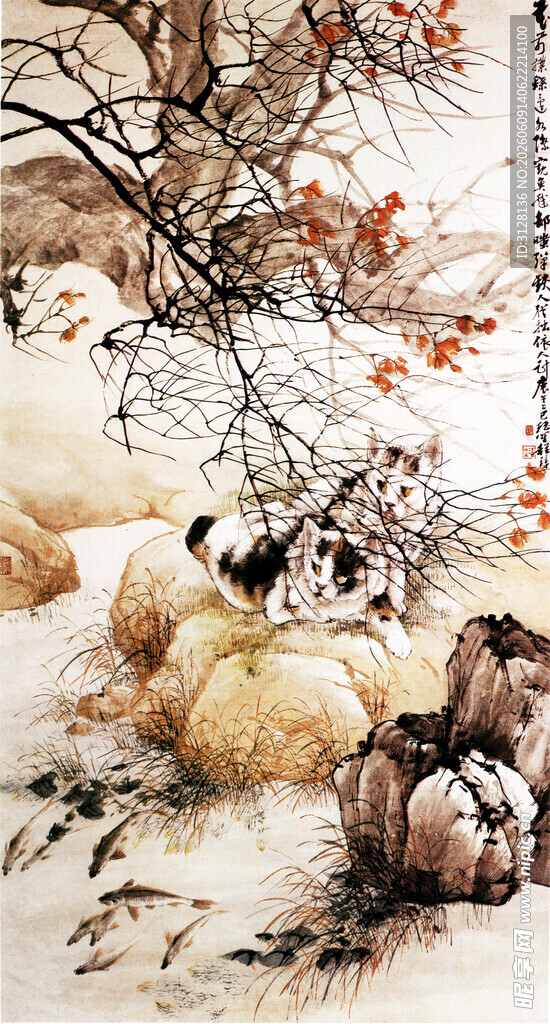 深秋水潭图