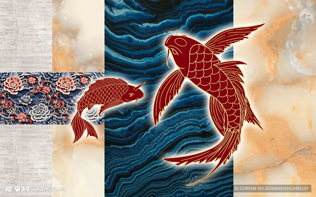 中式锦鲤图案设计元素