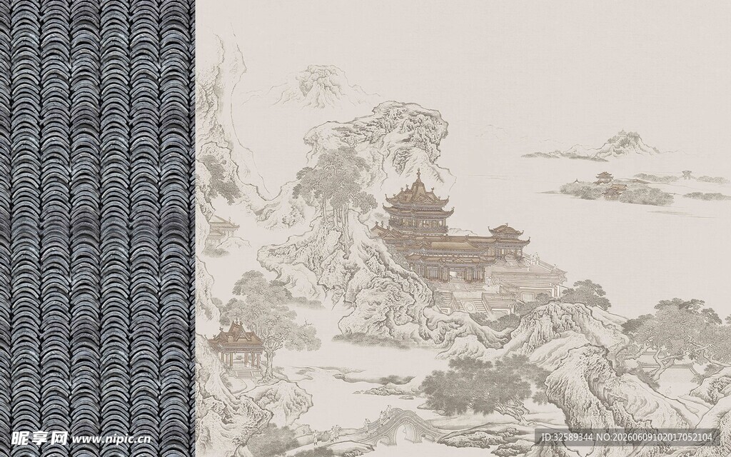 古典山水墨画意境图