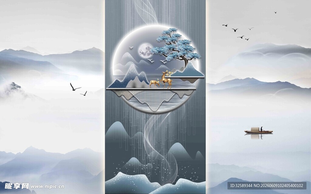 梦幻中式云海中的奇幻景象