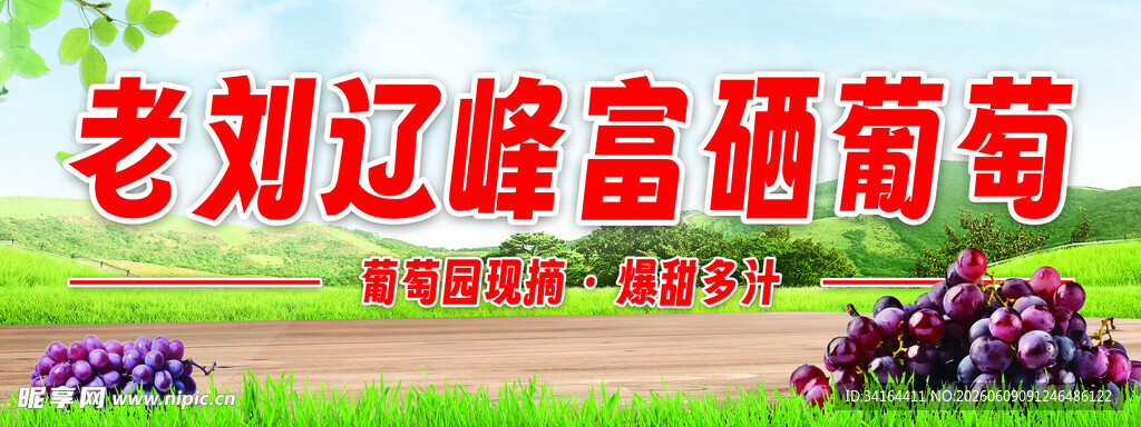 葡萄园采葡萄桌围海报