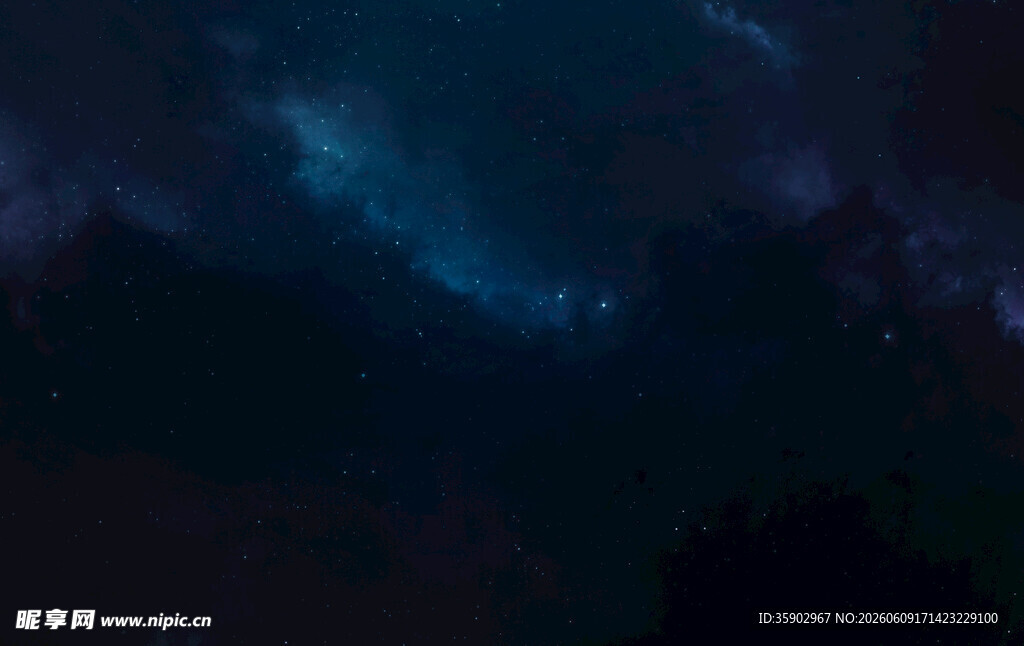 夜空下的梦幻蓝色星空