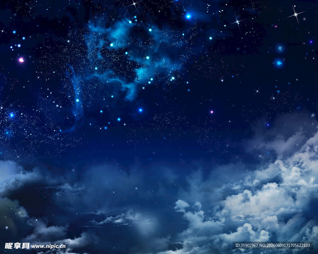 梦幻星空下的云海奇观