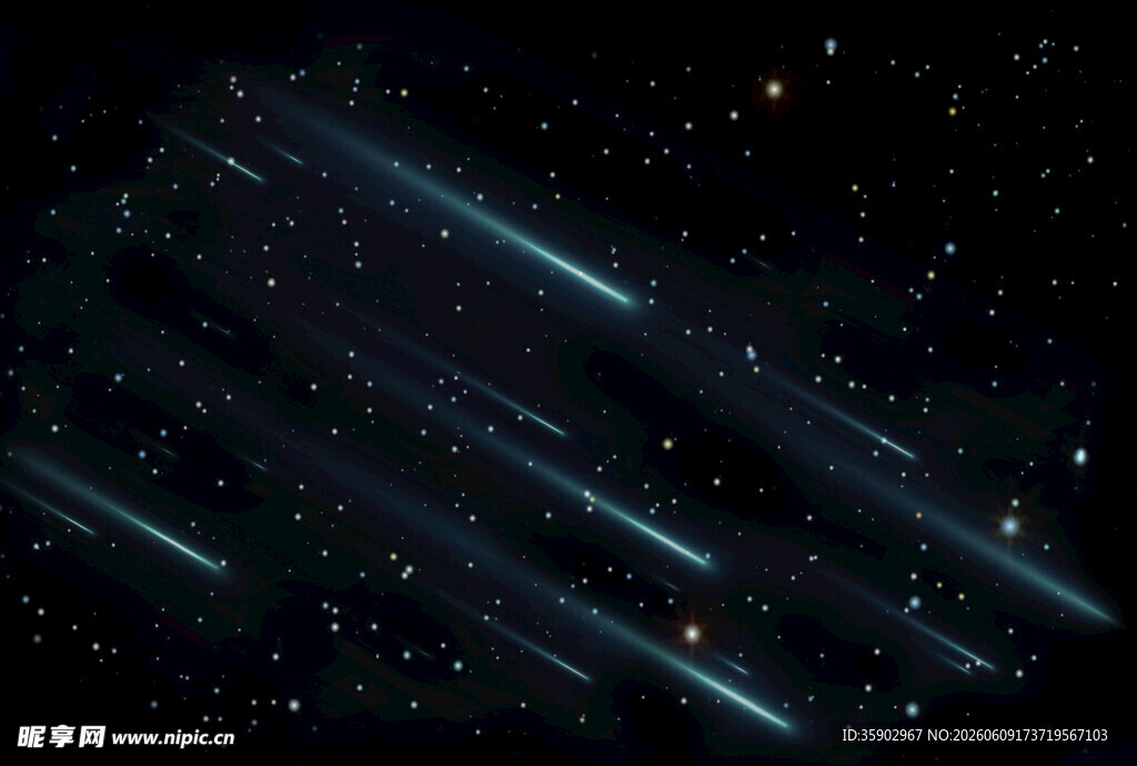 夜空中的绚烂流星轨迹