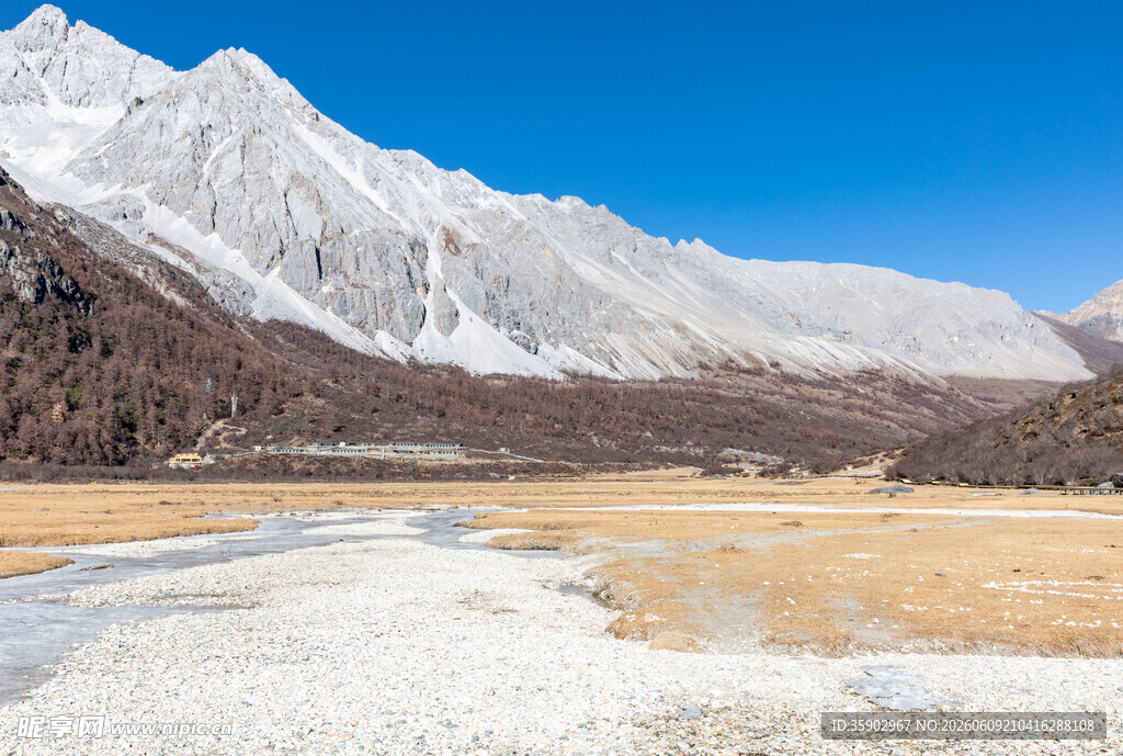 雪山下的广袤旷野风光