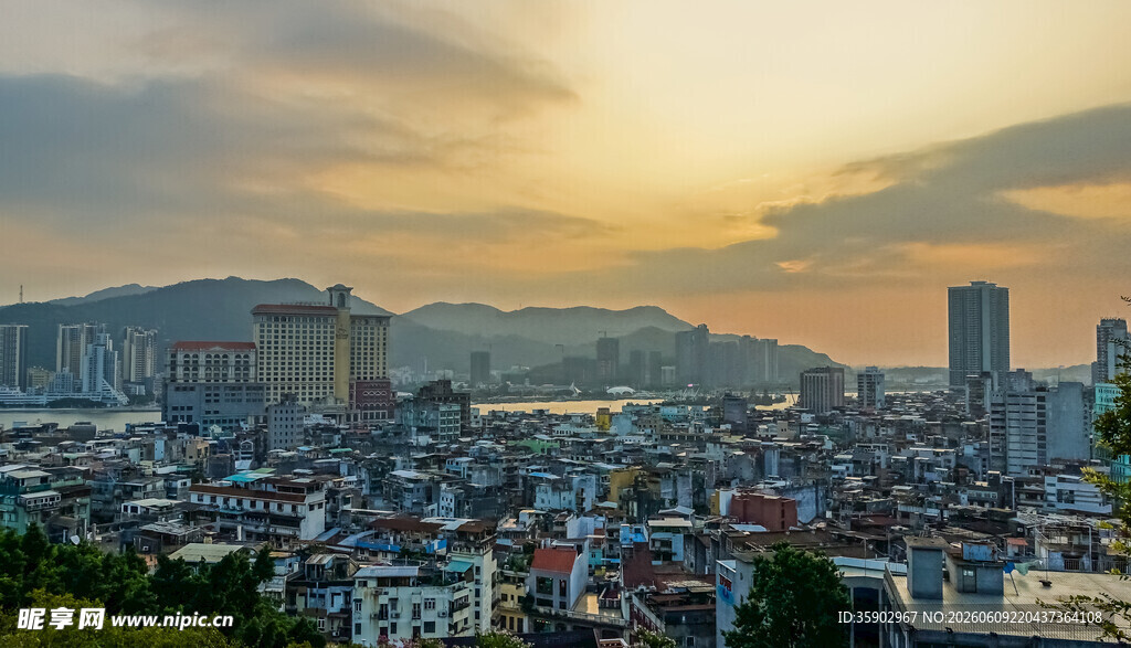 城市黄昏全景风光