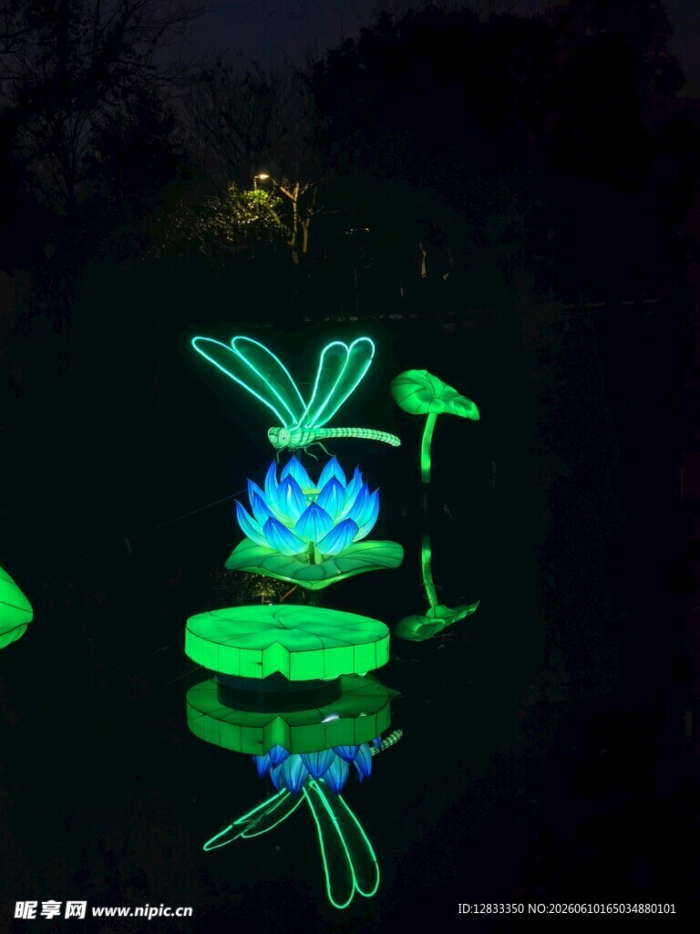 夜间发光荷花景观花灯