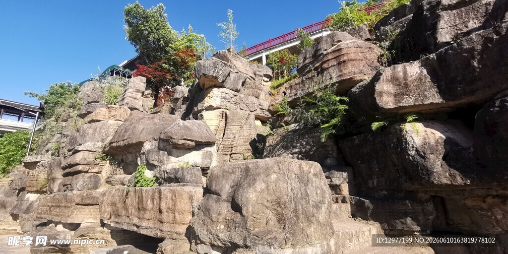 嶙峋假山景观