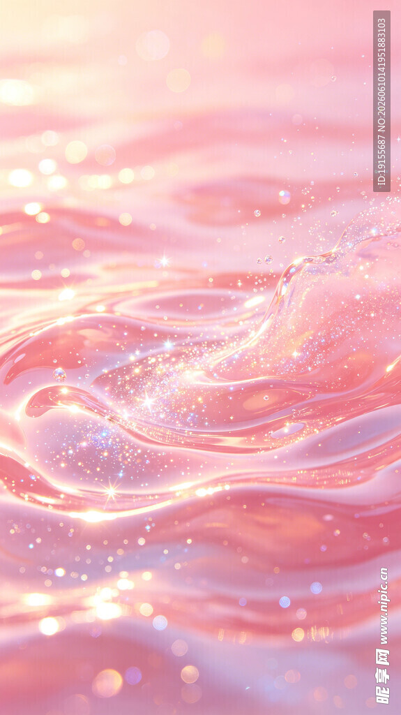 梦幻粉色波光水面