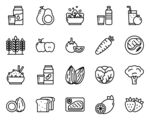 简约手绘食品与厨具图标集