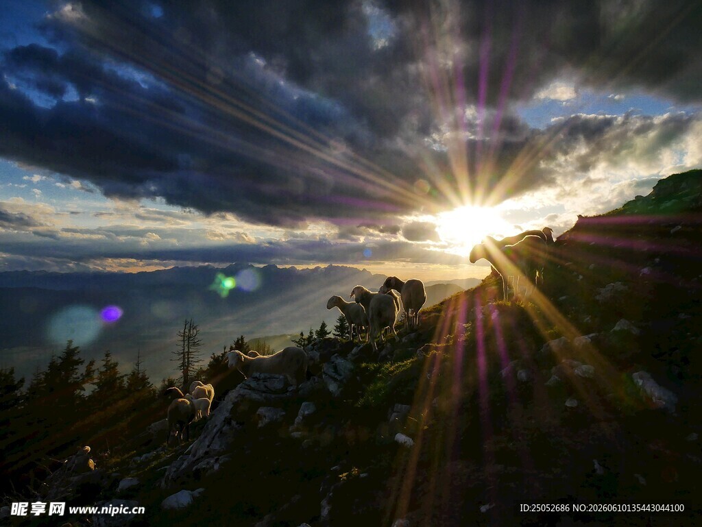 日出时分的壮丽山景