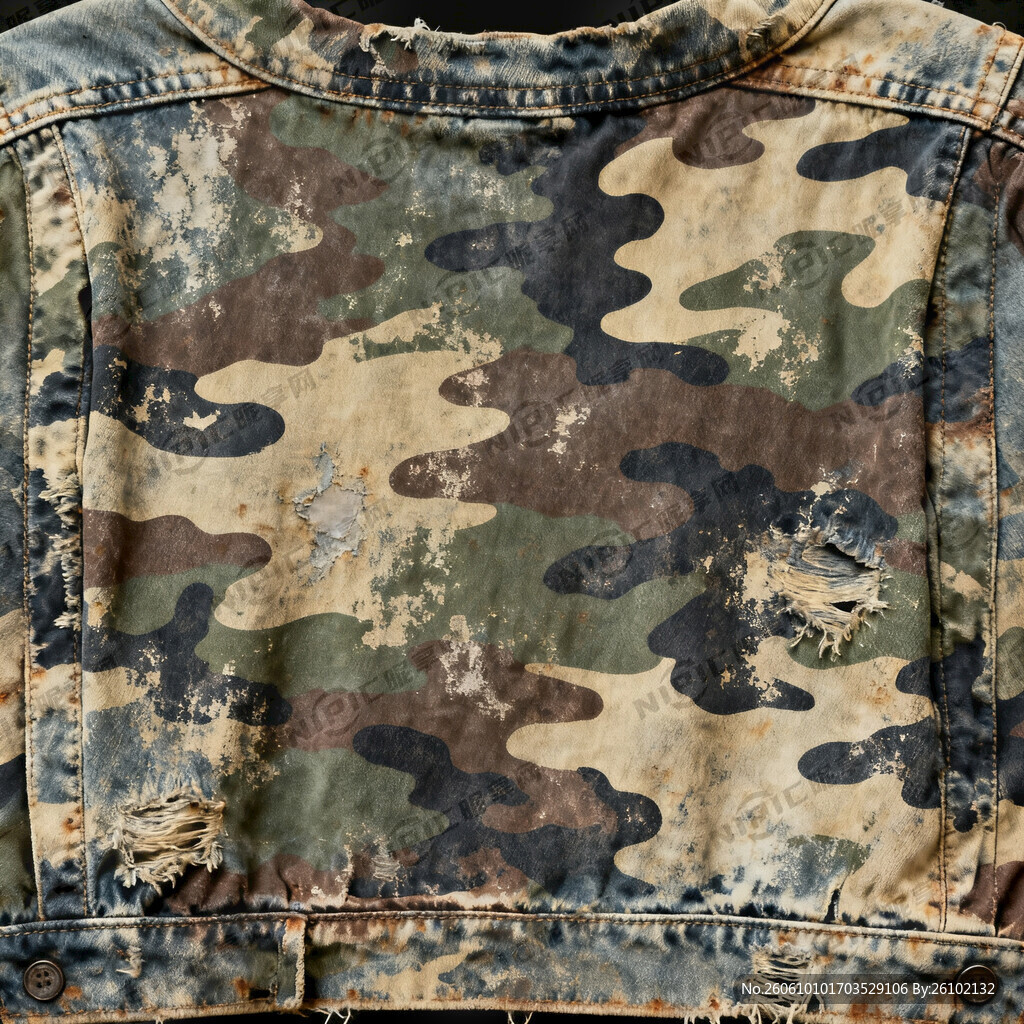 洗的很旧衣服复古斑驳感迷彩