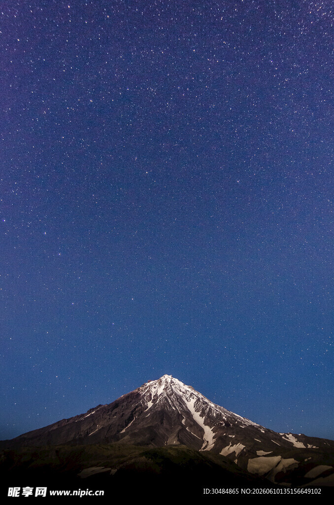 夜空下的雪山美景
