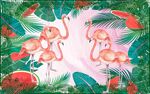 火烈鸟与热带植物插画