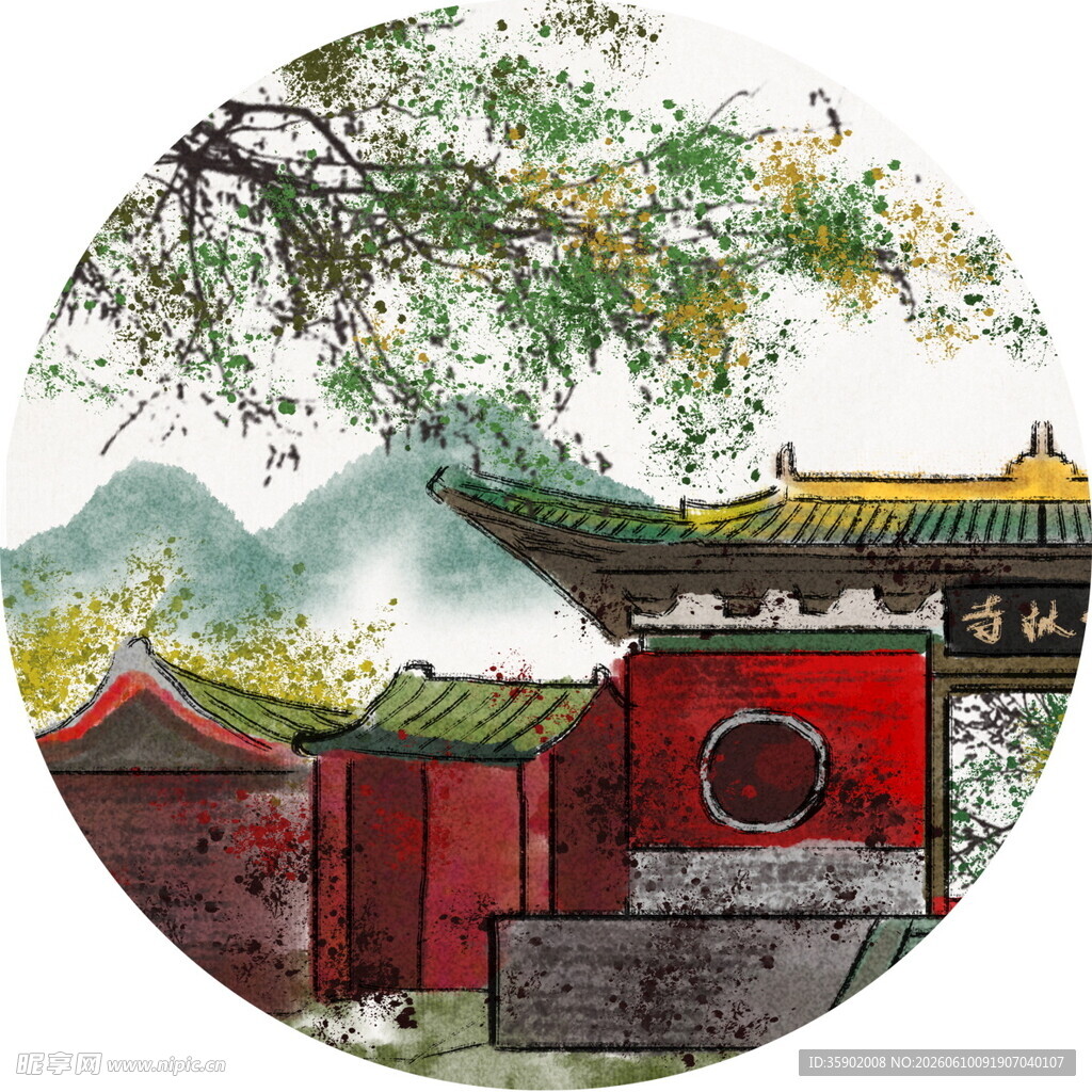 中式古建筑风景图
