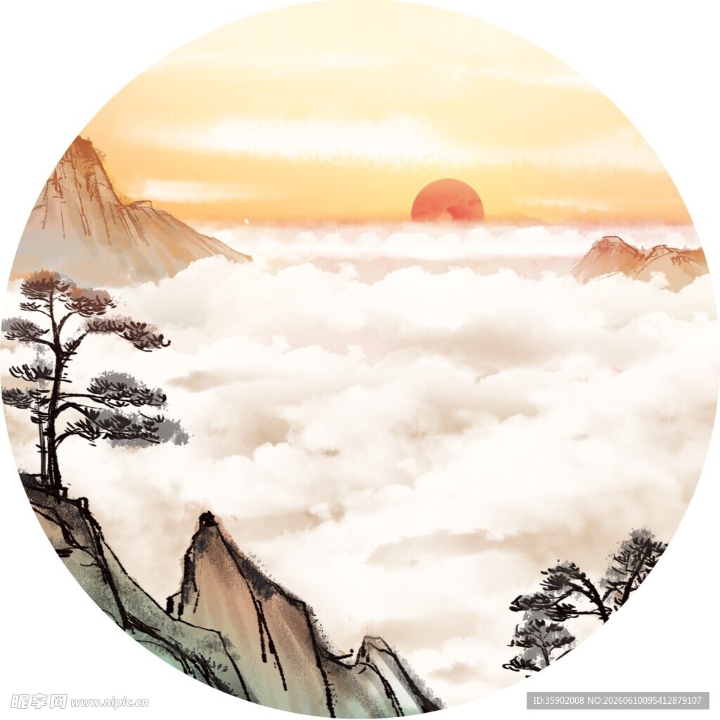 云海日出中的壮美山景