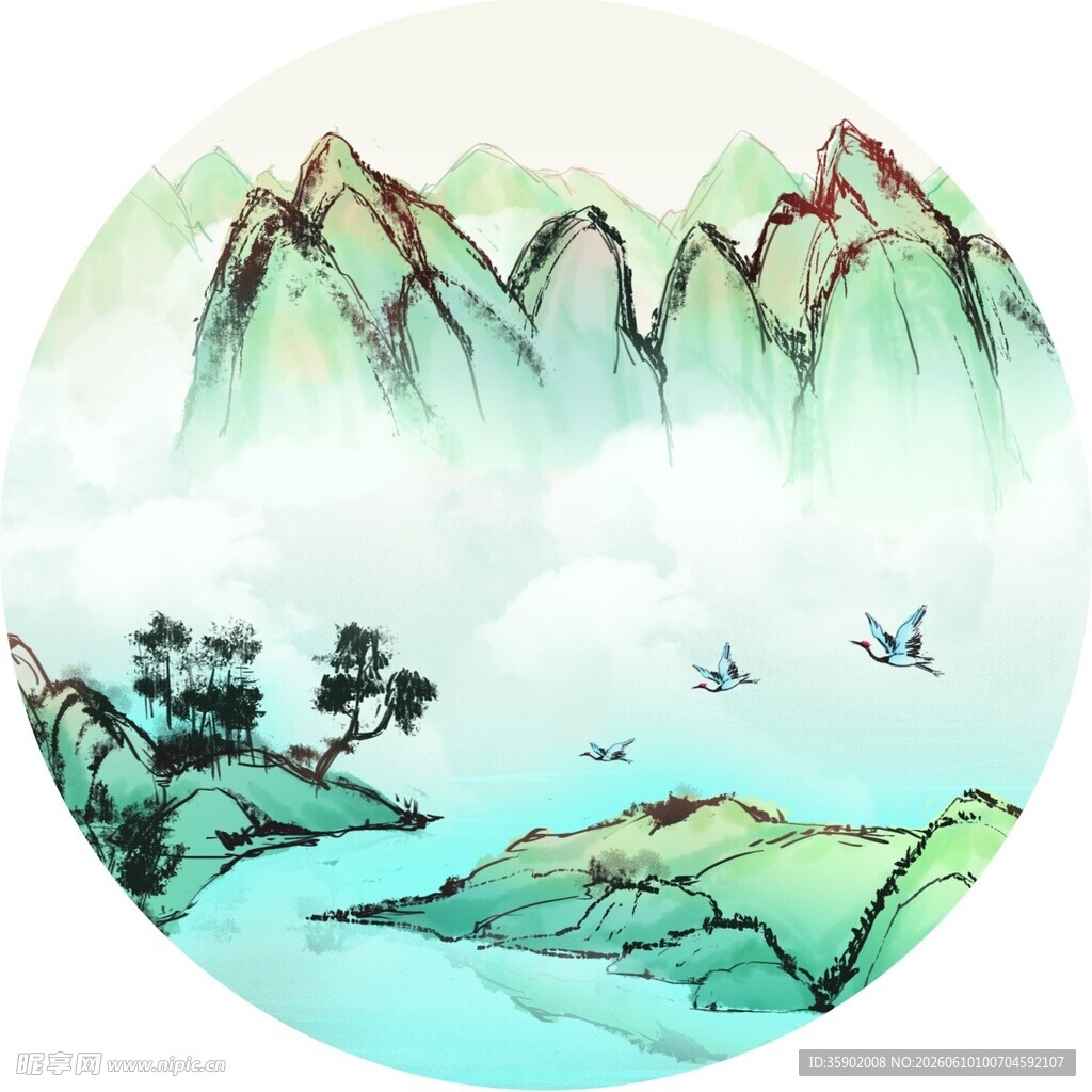 水墨山水间的诗意景致