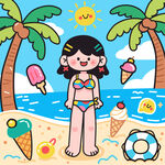 女孩在夏日海滩享受时光