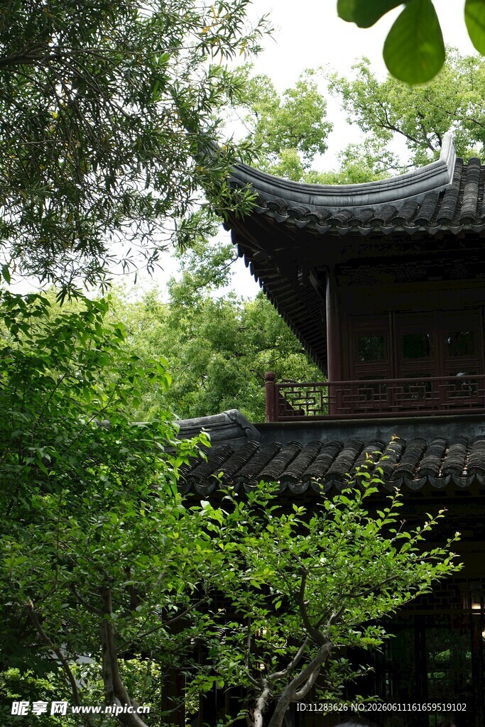 林中古建尽显东方韵味