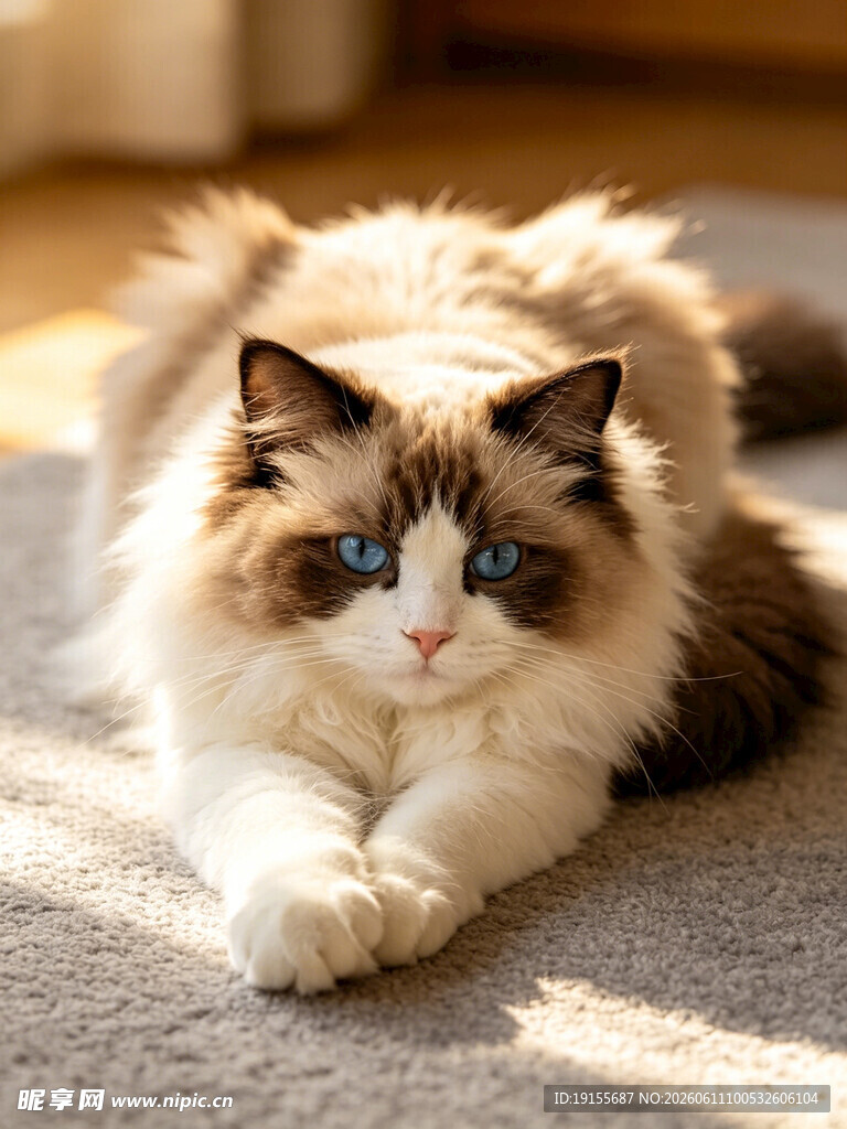 阳光下的可爱布偶猫