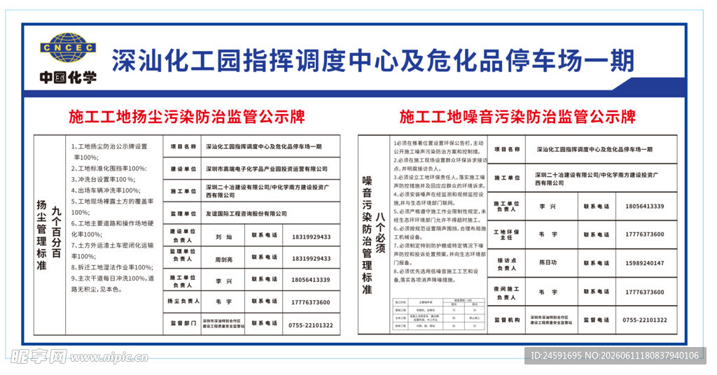 施工工地扬尘污染防治监管公示牌
