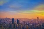 城市黄昏天际线美丽景观