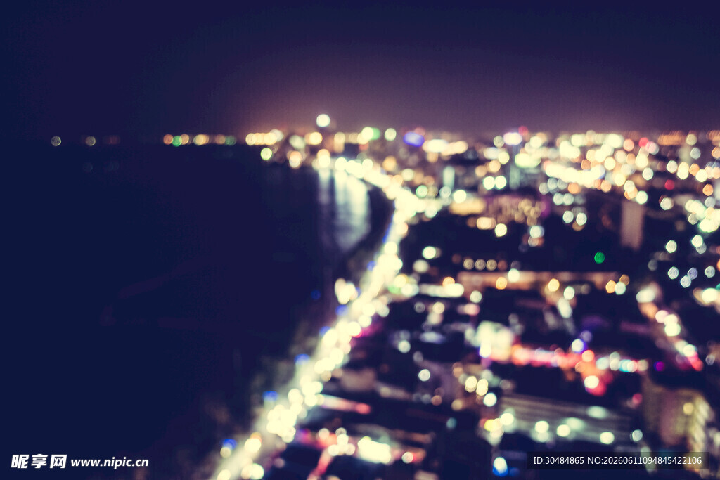 城市璀璨夜景俯瞰图