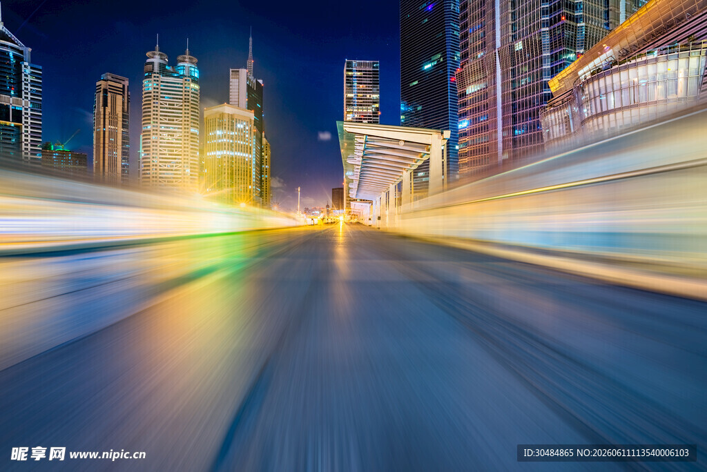 城市夜景道路光影流动
