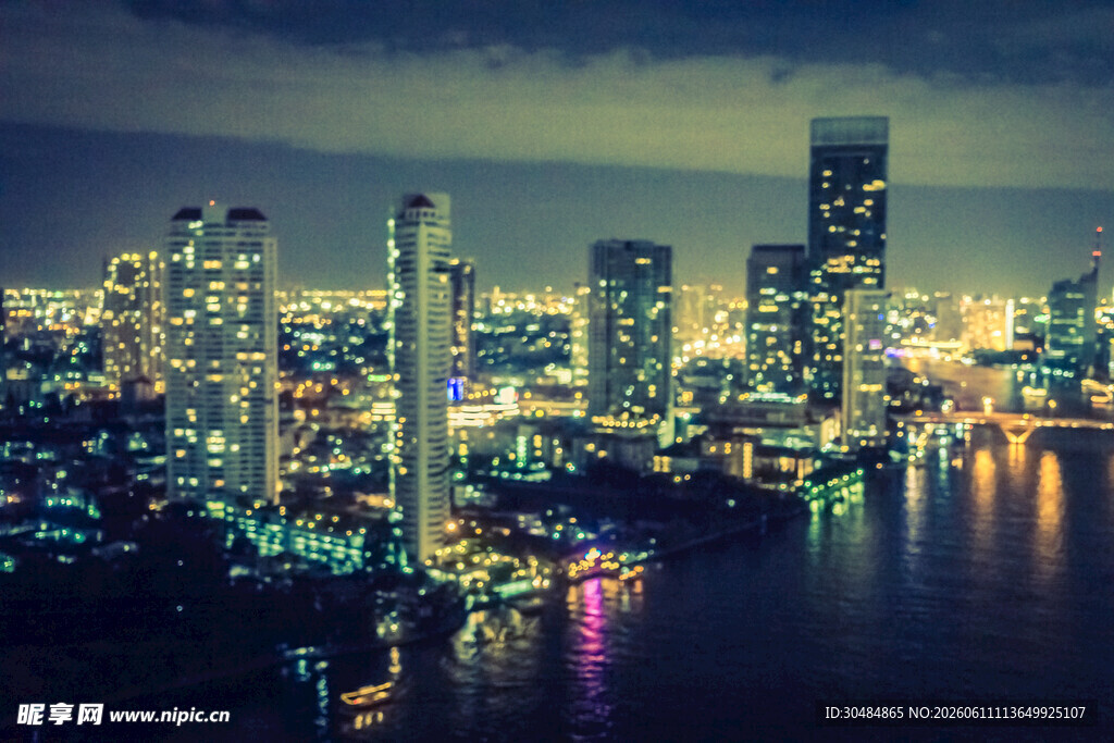 城市璀璨夜景俯瞰画面