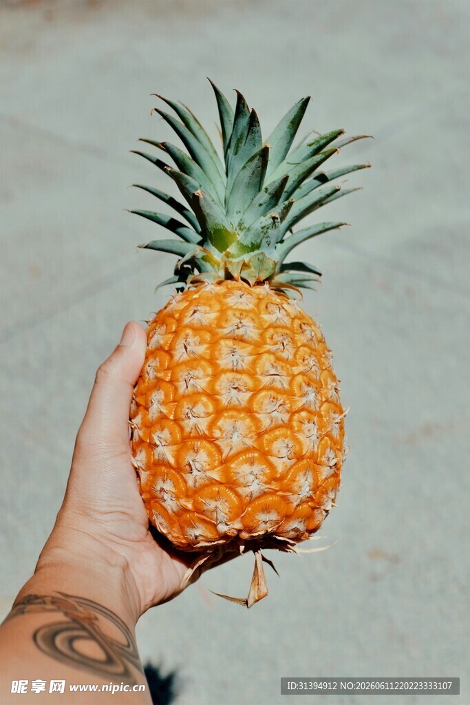 手捧新鲜菠萝