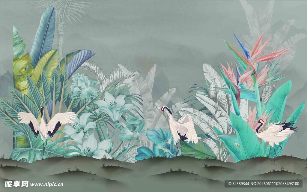 梦幻植物景观插画