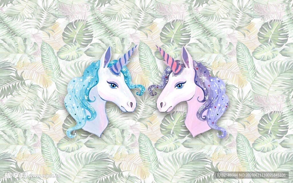 梦幻独角兽头像插画