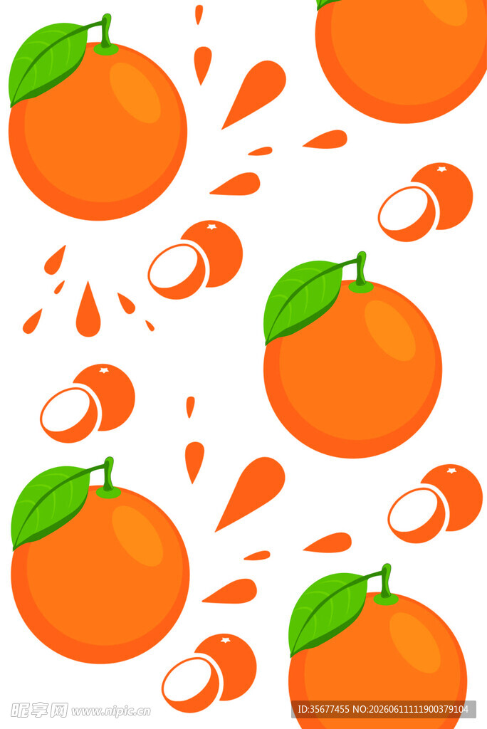 活力橙子果汁飞溅插画