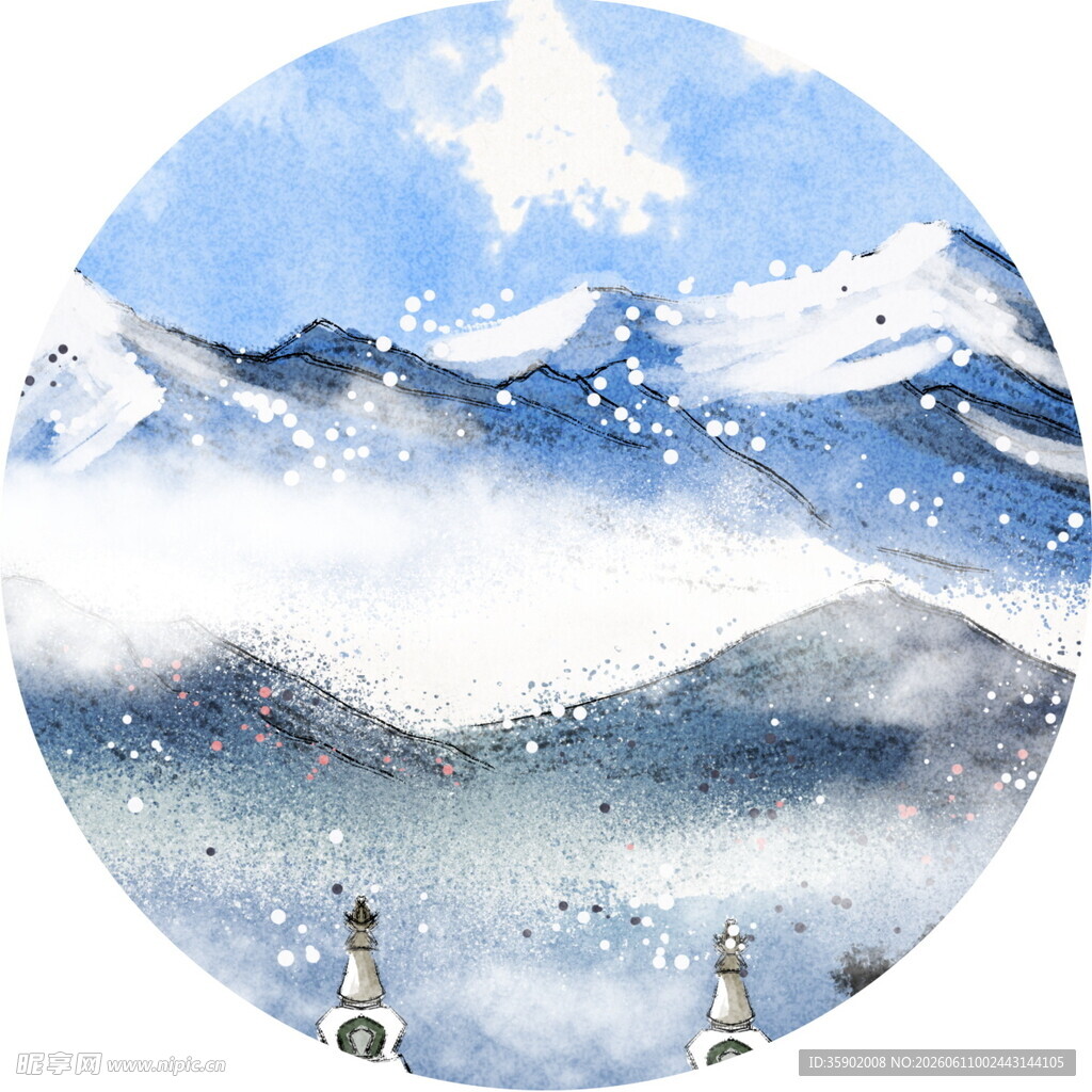 雪覆山峦间的静谧小屋