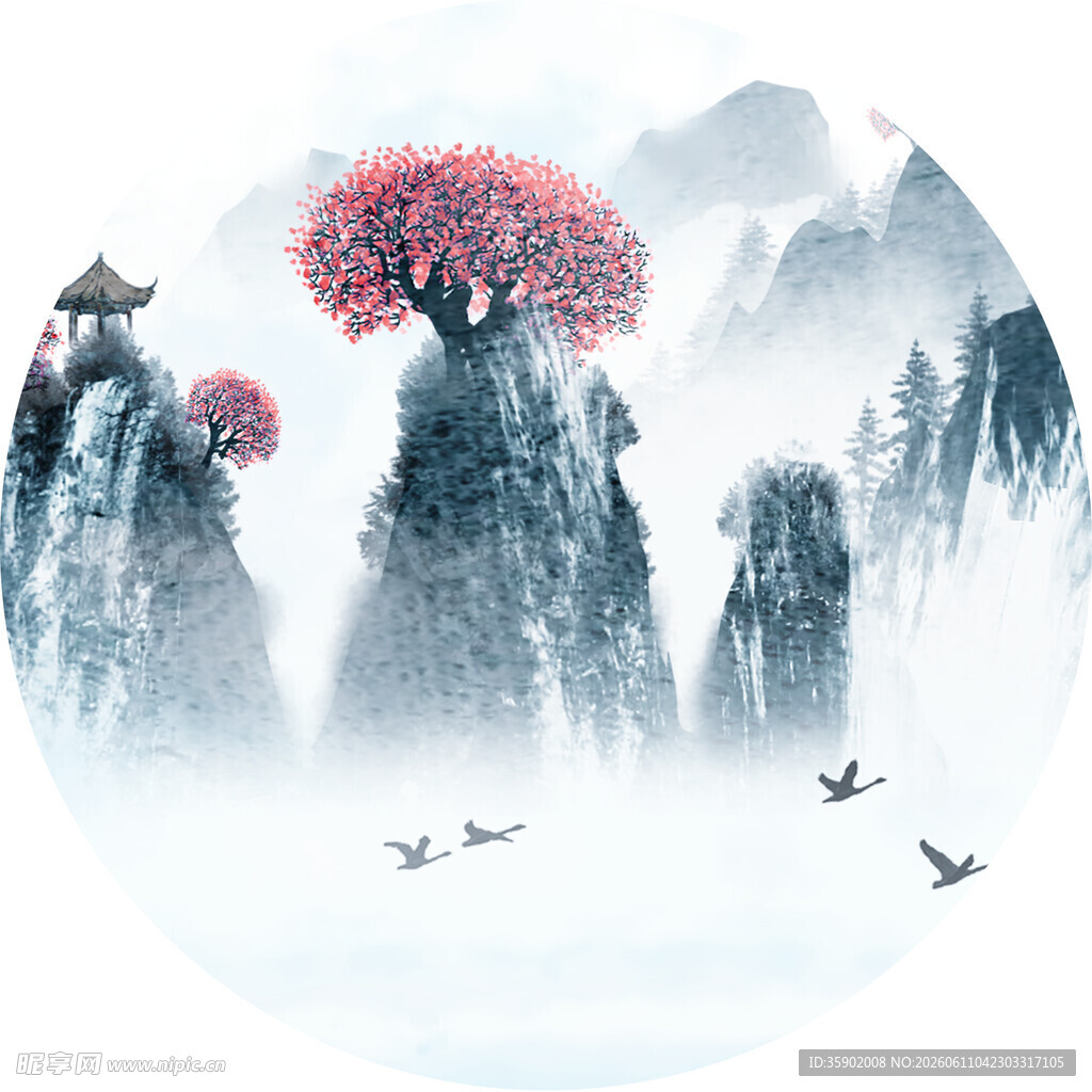 水墨山水间的诗意景致